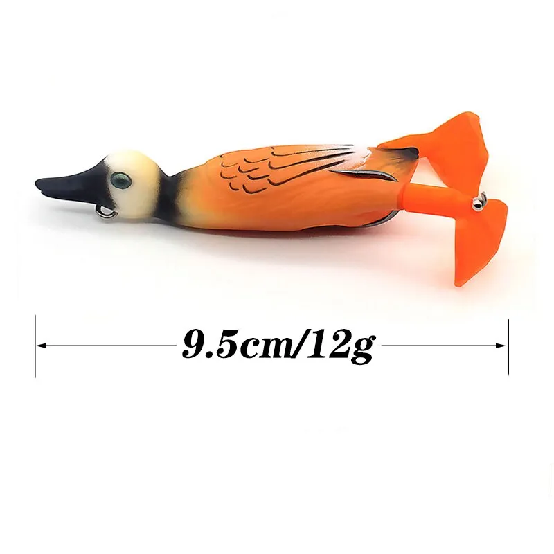 1Pcs Propeller flipper duck Fishing Lure Ducking Fishing Frog Lure 9.5cm 11.2g Artificial Bait Duckling 3D Eyes Day Baits Bass