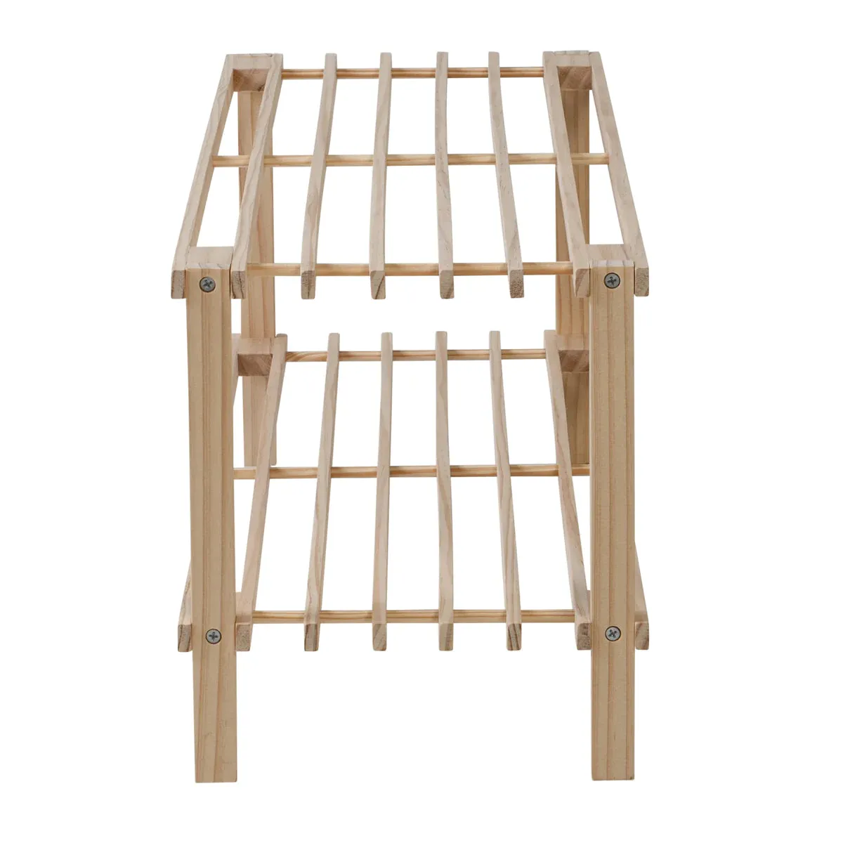 2 Tier Natural Wood Shoe Rack