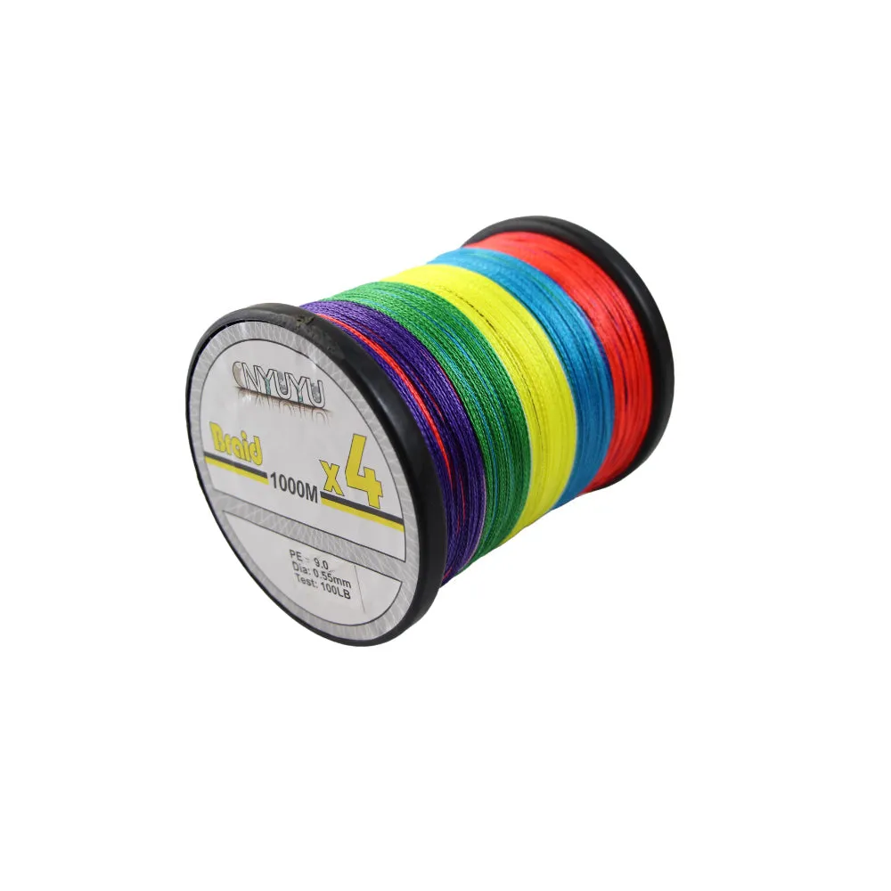 4 x Braid Fishing Line Multicoloured 1000M-10Lb 20Lb 30Lb 40Lb 50Lb 60Lb 80Lb