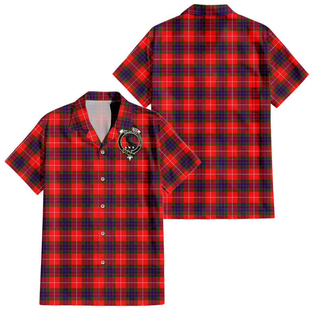 Abernethy Tartan Short Sleeve Button Down Shirt with Family Crest