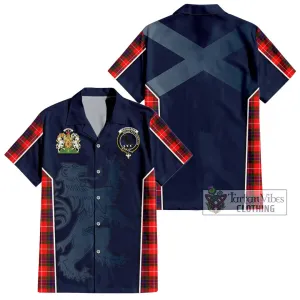 Abernethy Tartan Short Sleeve Button Shirt with Family Crest and Lion Rampant Vibes Sport Style