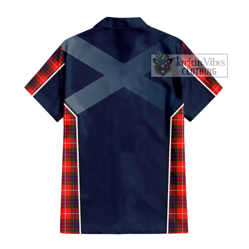 Abernethy Tartan Short Sleeve Button Shirt with Family Crest and Lion Rampant Vibes Sport Style