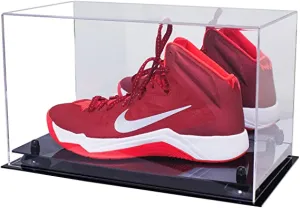 Acrylic Large Single Shoe Display Case for Basketball Shoe, Soccer, Football Cleat - 15x8x9 Mirror No Wall Mounts (V11/A013)