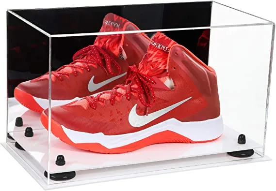 Acrylic Large Single Shoe Display Case for Basketball Shoe, Soccer, Football Cleat - 15x8x9 Mirror No Wall Mounts (V11/A013)