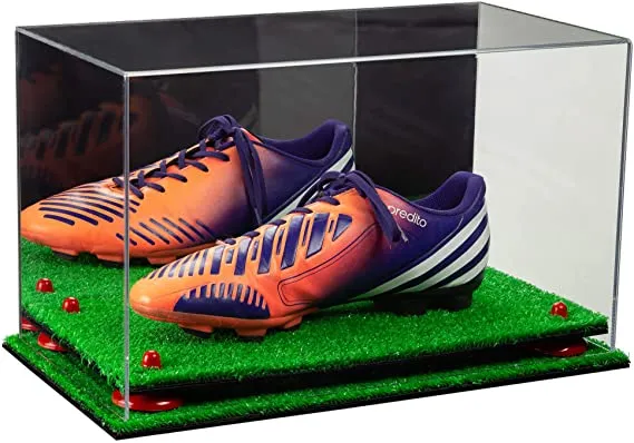 Acrylic Large Single Shoe Display Case for Basketball Shoe, Soccer, Football Cleat - 15x8x9 Mirror No Wall Mounts (V11/A013)