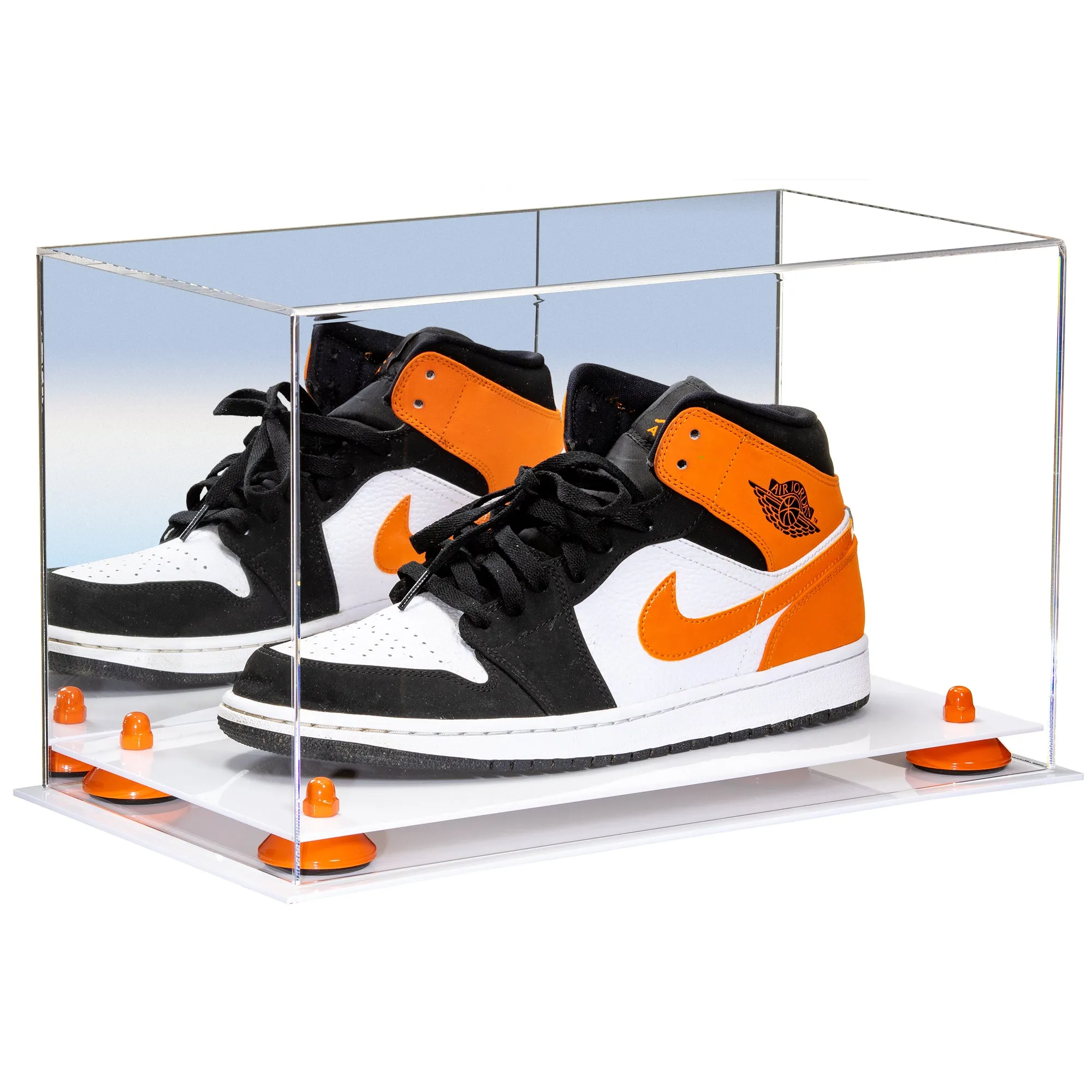 Acrylic Large Single Shoe Display Case for Basketball Shoe, Soccer, Football Cleat - 15x8x9 Mirror No Wall Mounts (V11/A013)