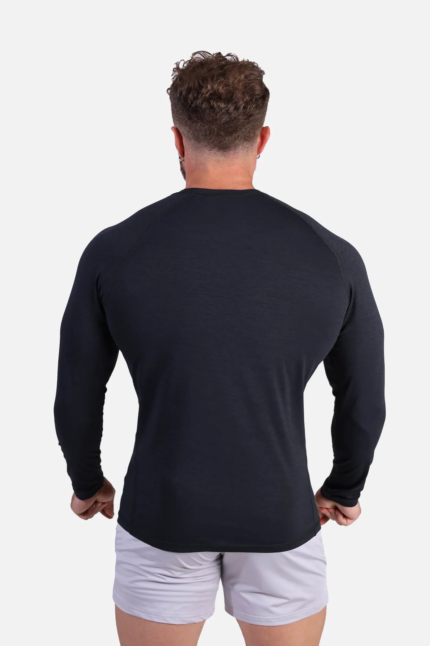 Agile Long Sleeve Activewear Training Tee - Charcoal Black