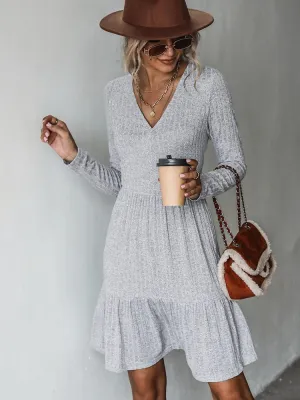 Anja - Ribbed V-Neck Jersey Dress