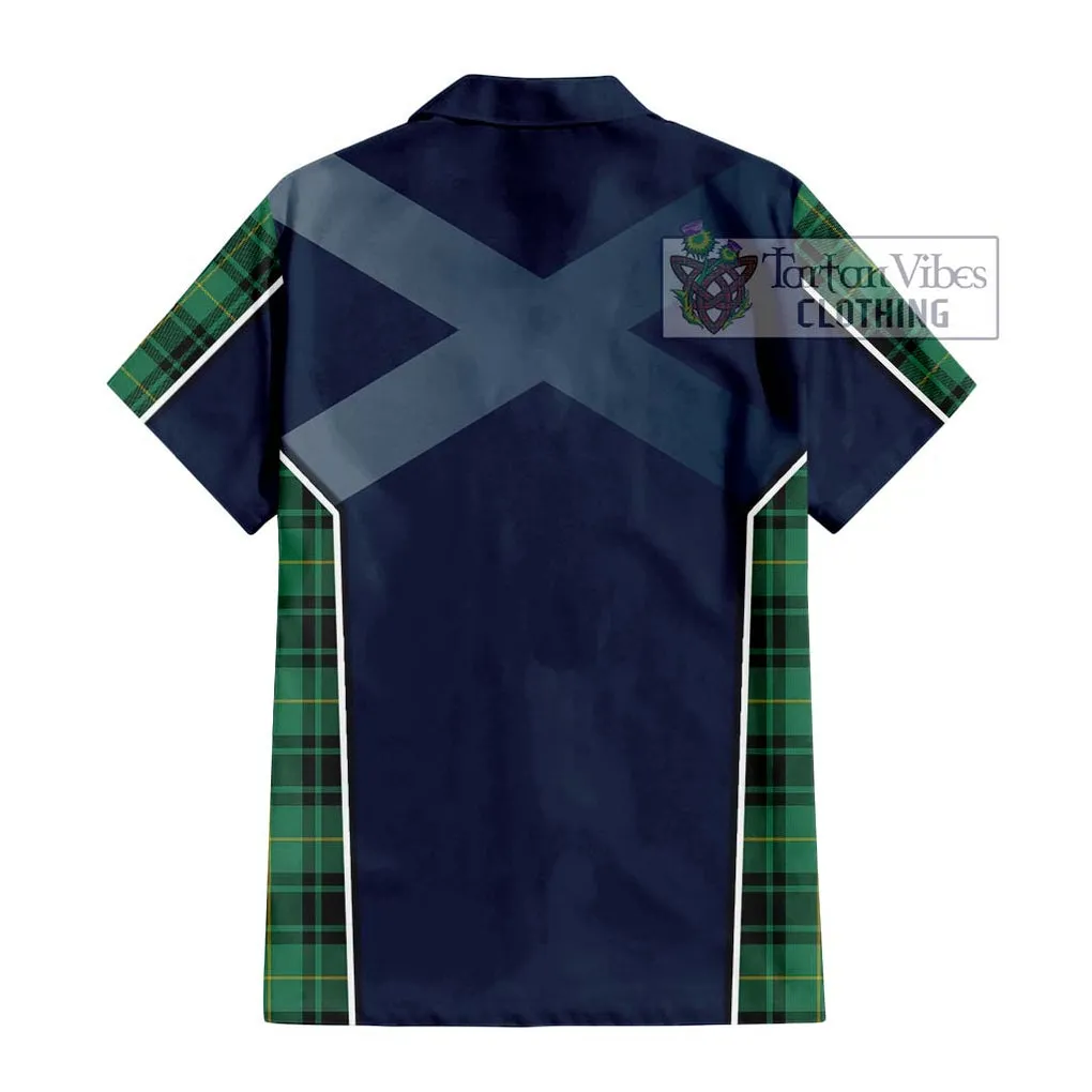 Arthur Ancient Tartan Short Sleeve Button Shirt with Family Crest and Lion Rampant Vibes Sport Style