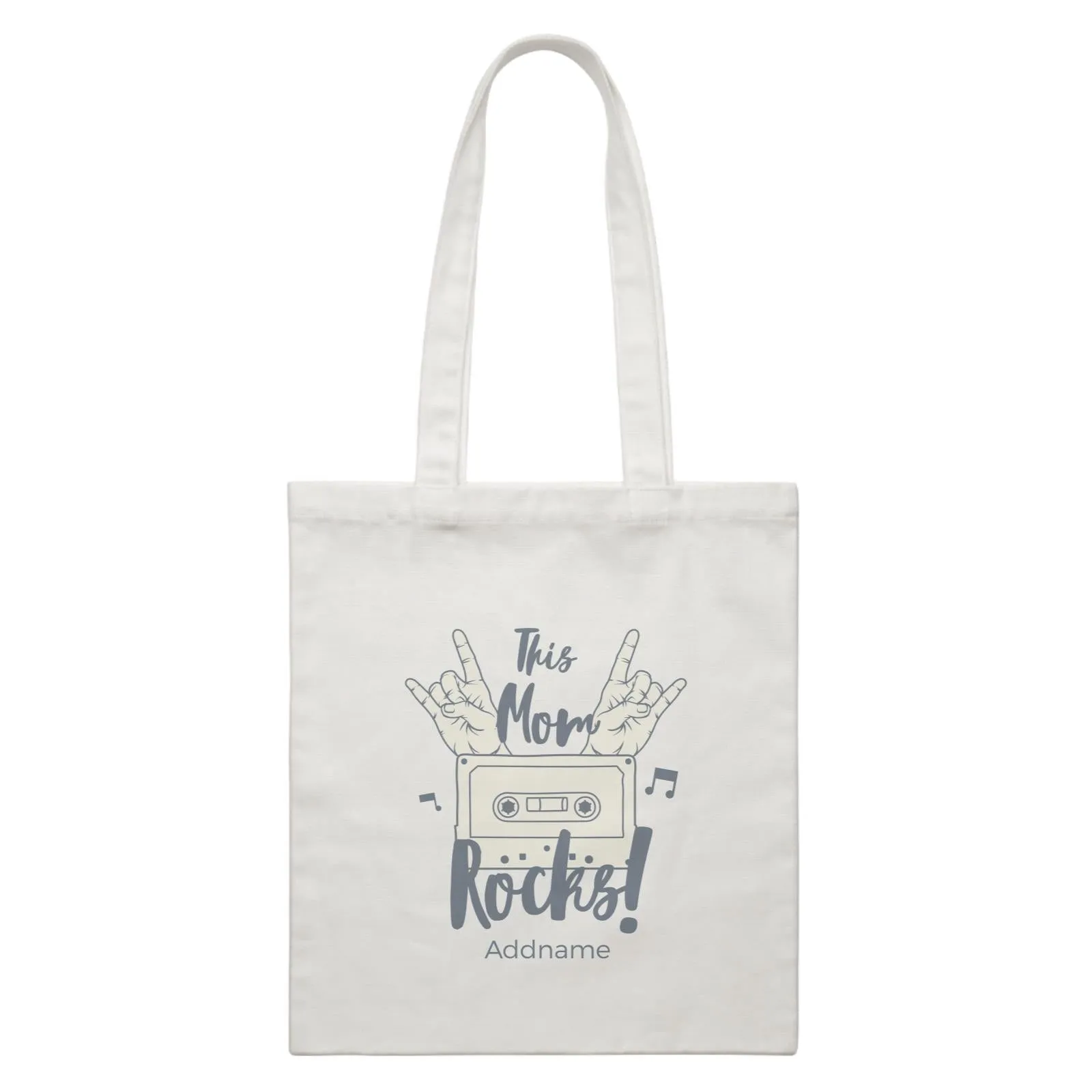 Awesome Mom 1 This Mom Rocks! Cassette Addname White Canvas Bag