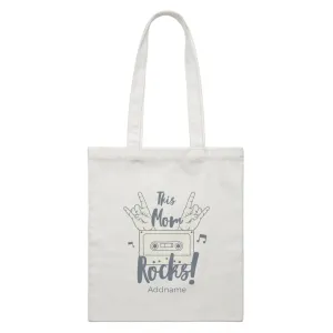 Awesome Mom 1 This Mom Rocks! Cassette Addname White Canvas Bag