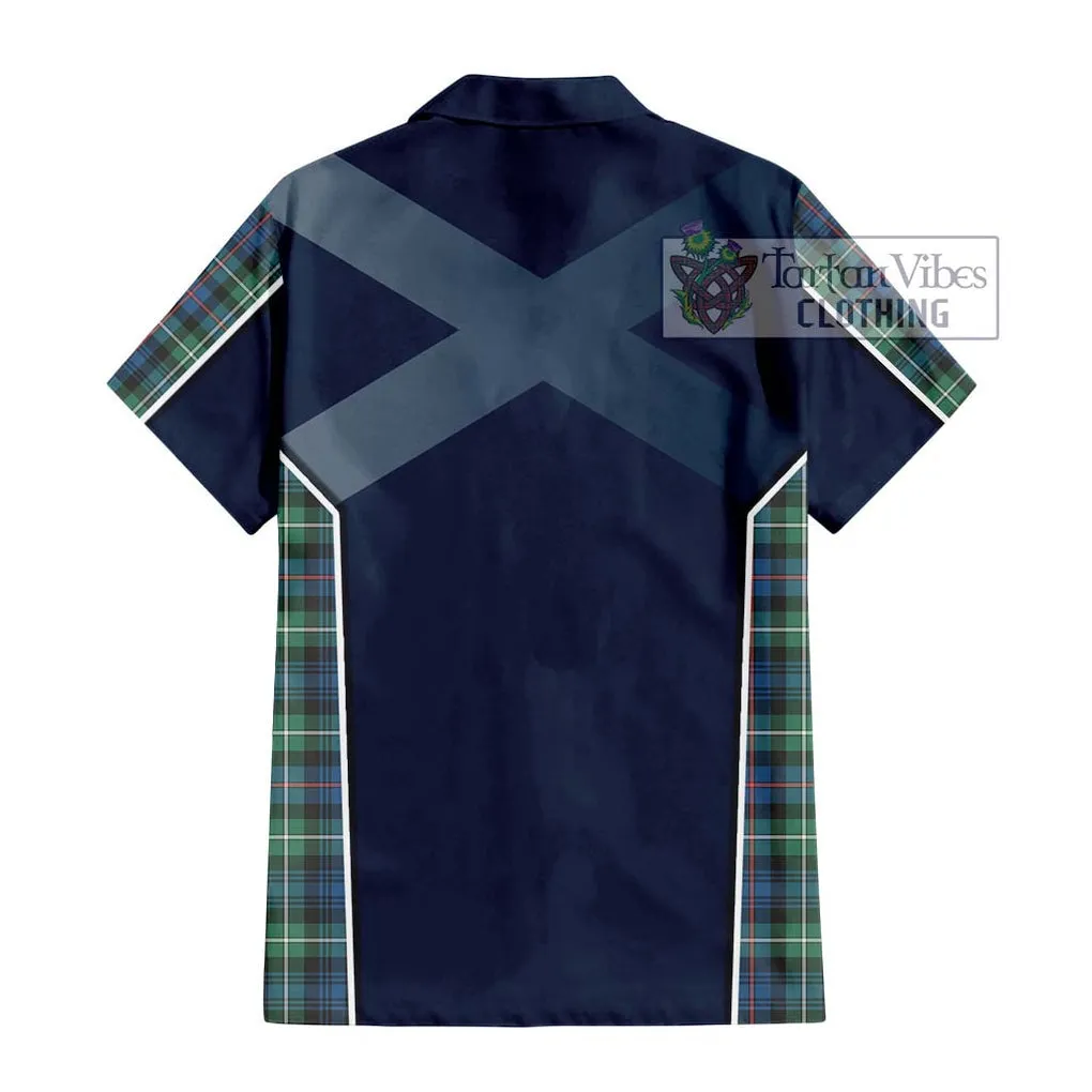 Baillie Ancient Tartan Short Sleeve Button Shirt with Family Crest and Lion Rampant Vibes Sport Style