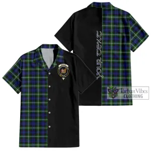 Baillie (Bailey) Tartan Short Sleeve Button Shirt with Family Crest and Half Of Me Style