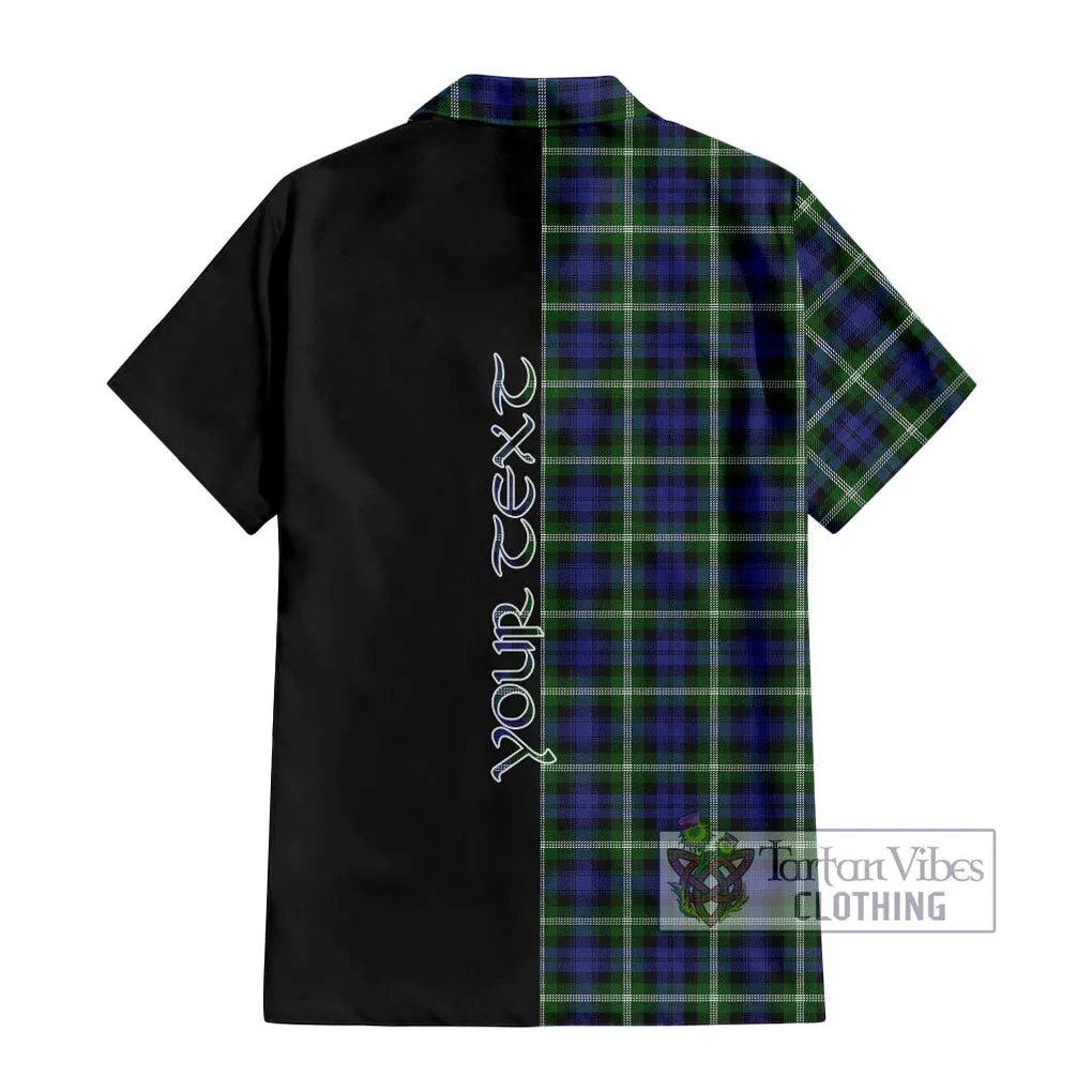 Baillie (Bailey) Tartan Short Sleeve Button Shirt with Family Crest and Half Of Me Style