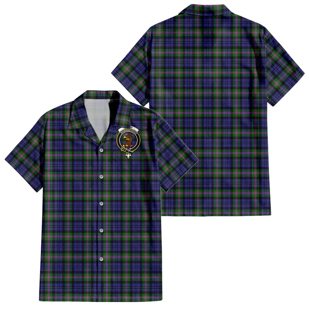 Baird Modern Tartan Short Sleeve Button Down Shirt with Family Crest