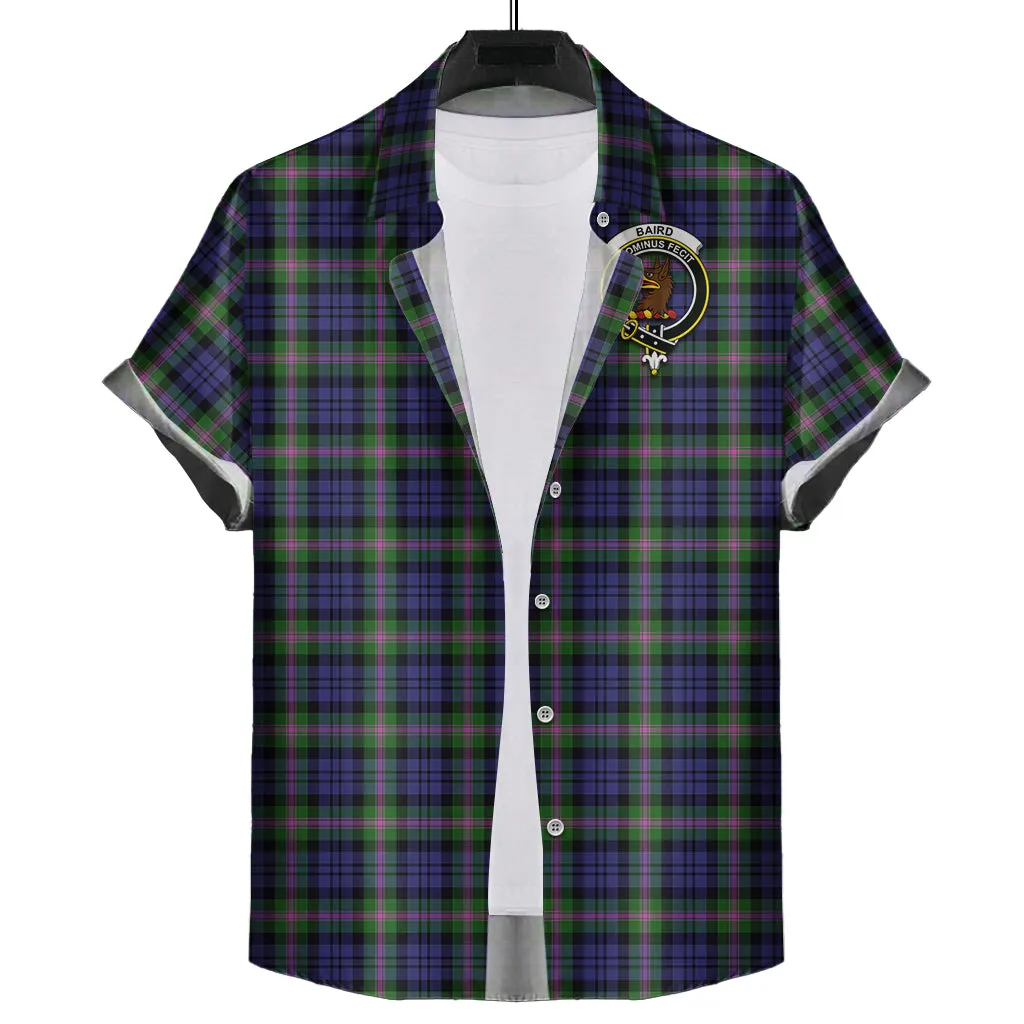 Baird Modern Tartan Short Sleeve Button Down Shirt with Family Crest