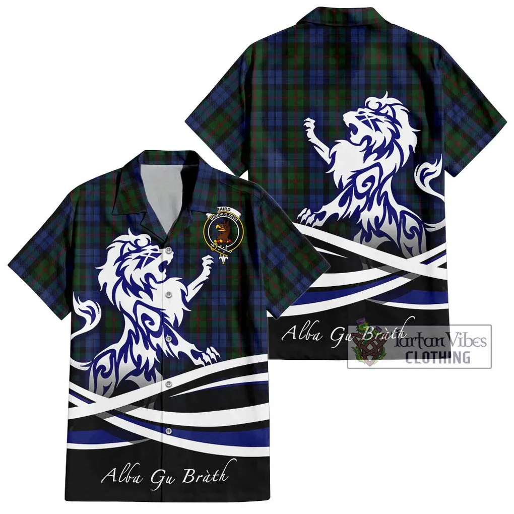 Baird Tartan Short Sleeve Button Shirt with Alba Gu Brath Regal Lion Emblem