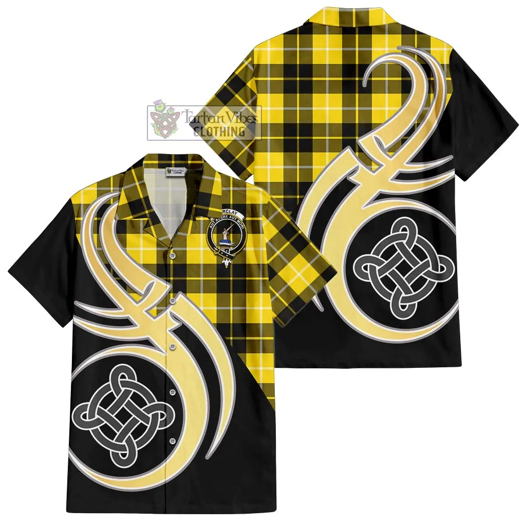 Barclay Dress Modern Tartan Short Sleeve Button Shirt with Family Crest and Celtic Symbol Style