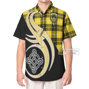 Barclay Dress Modern Tartan Short Sleeve Button Shirt with Family Crest and Celtic Symbol Style