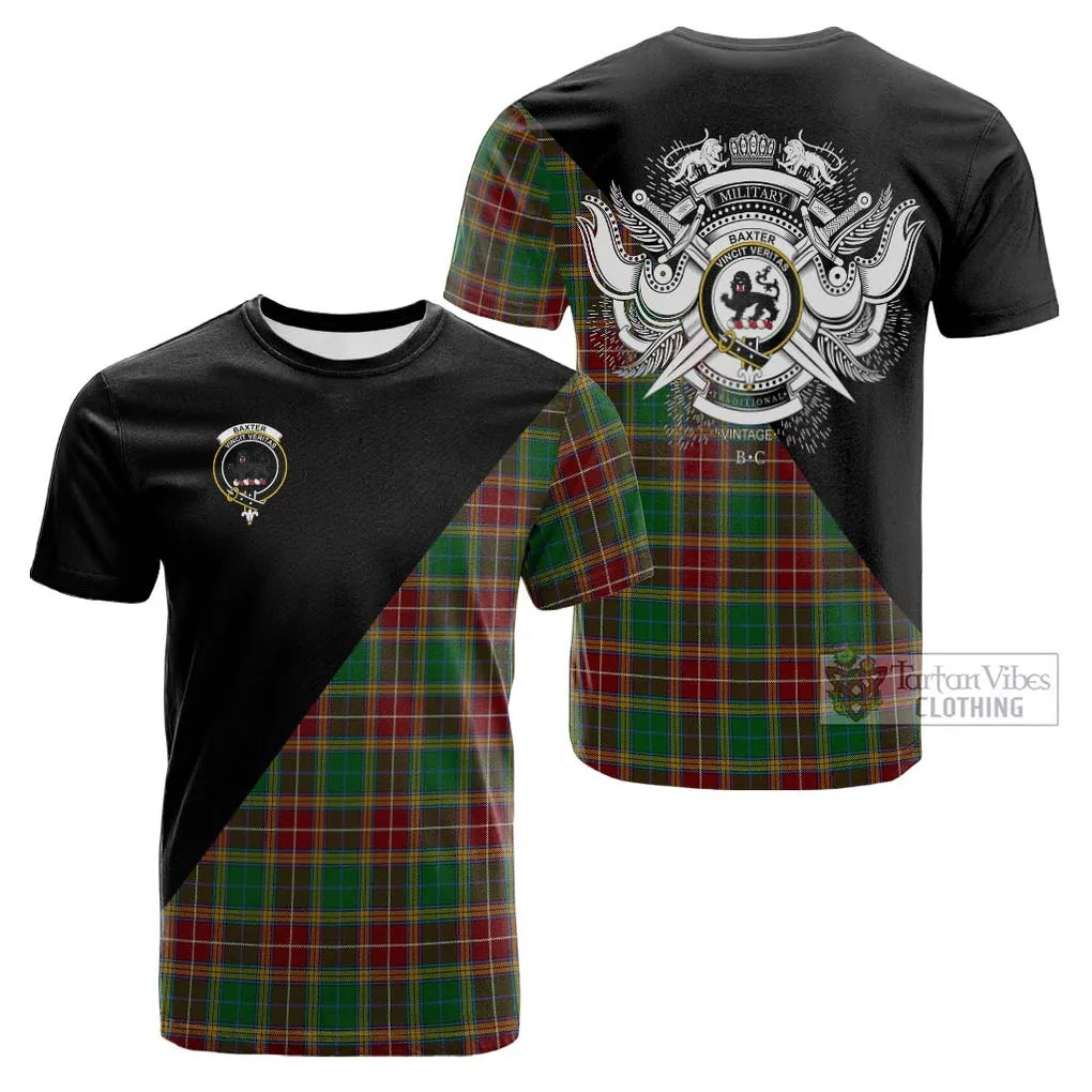 Baxter Tartan Cotton T-shirt with Family Crest and Military Logo Style