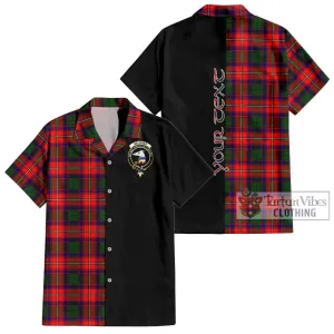 Belshes Tartan Short Sleeve Button Shirt with Family Crest and Half Of Me Style