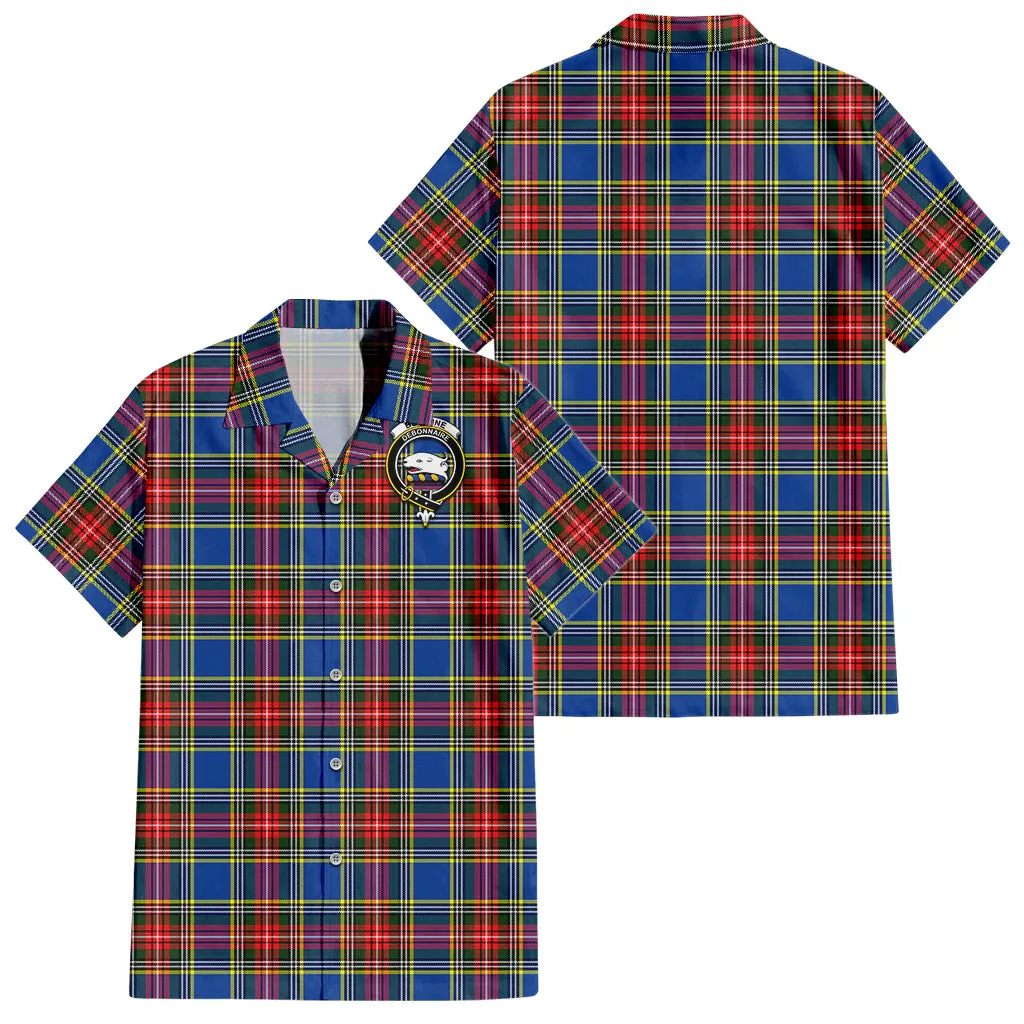 Bethune Tartan Short Sleeve Button Down Shirt with Family Crest