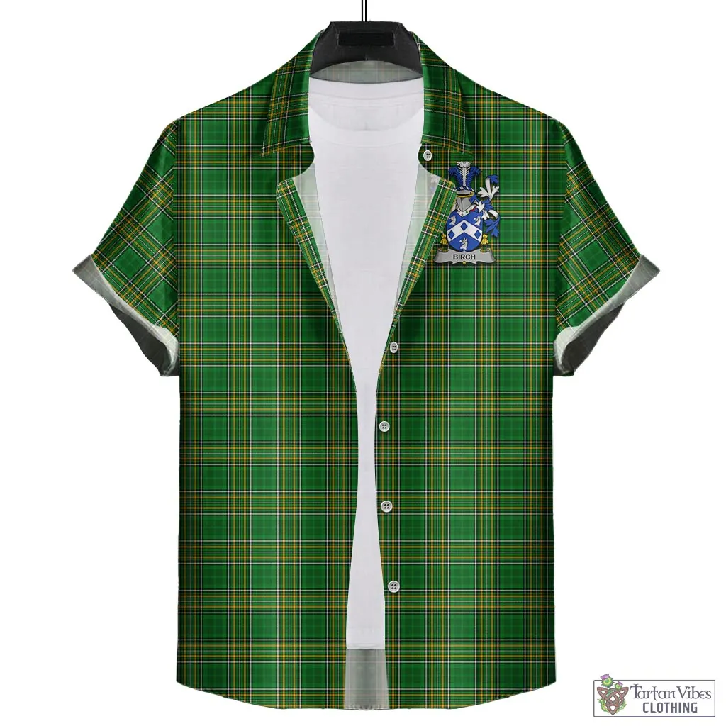 Birch Irish Clan Tartan Short Sleeve Button Up with Coat of Arms