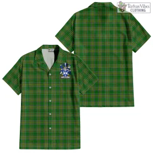 Birch Irish Clan Tartan Short Sleeve Button Up with Coat of Arms