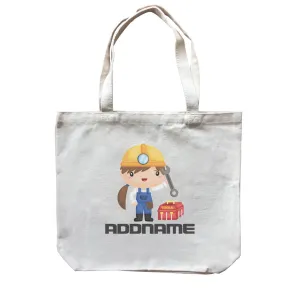 Birthday Construction Repair Worker Girl Addname Canvas Bag