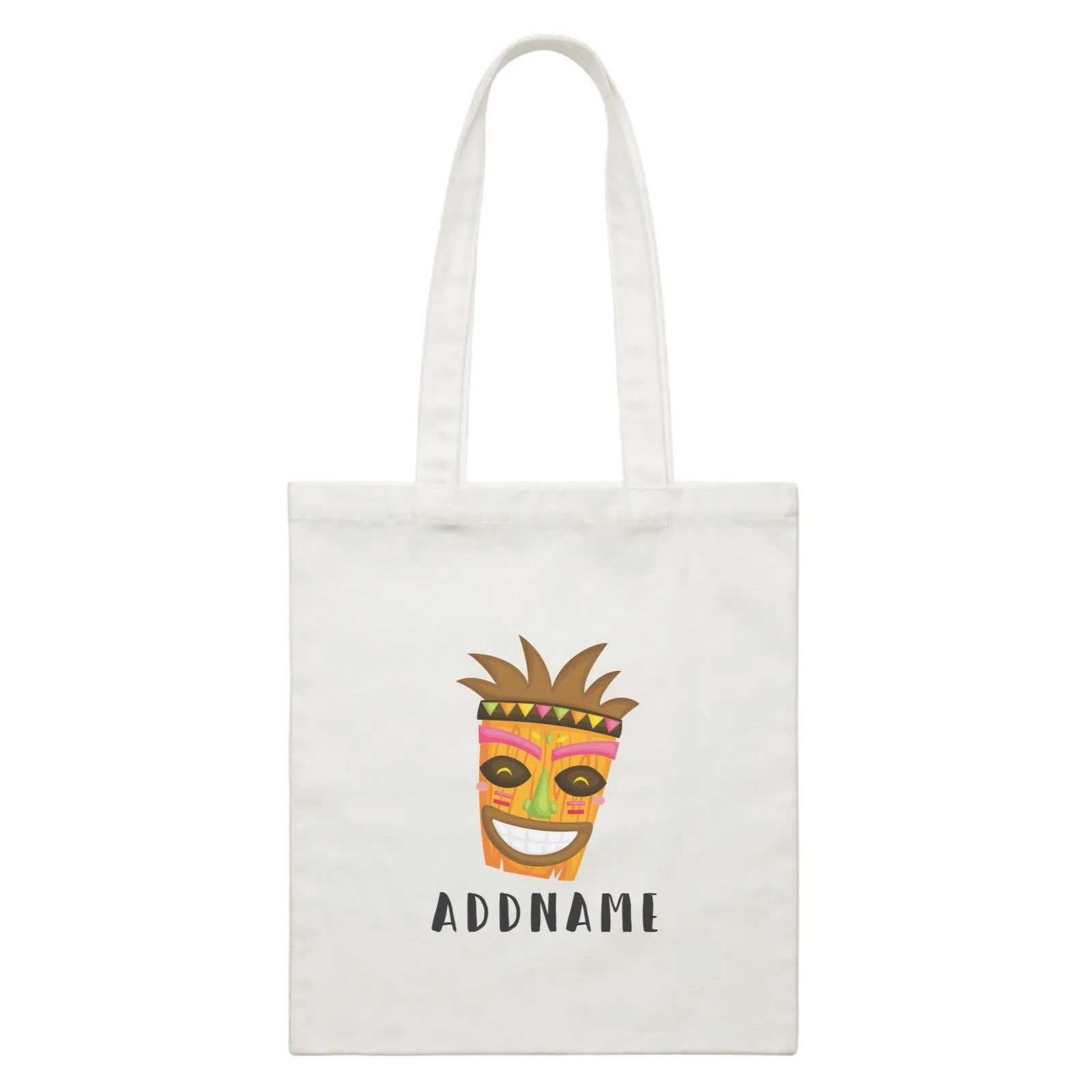 Birthday Hawaii Happy Tribal Mask Addname White Canvas Bag