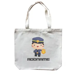 Birthday Police Officer Boy In Suit Addname Canvas Bag