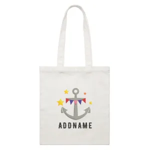 Birthday Sailor Anchor Addname White Canvas Bag