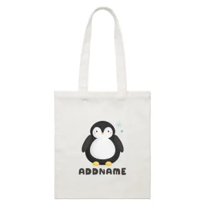 Birthday Winter Animals Big Penguin Addname White Canvas Bag