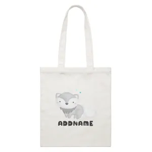 Birthday Winter Animals Snow Fox Addname White Canvas Bag