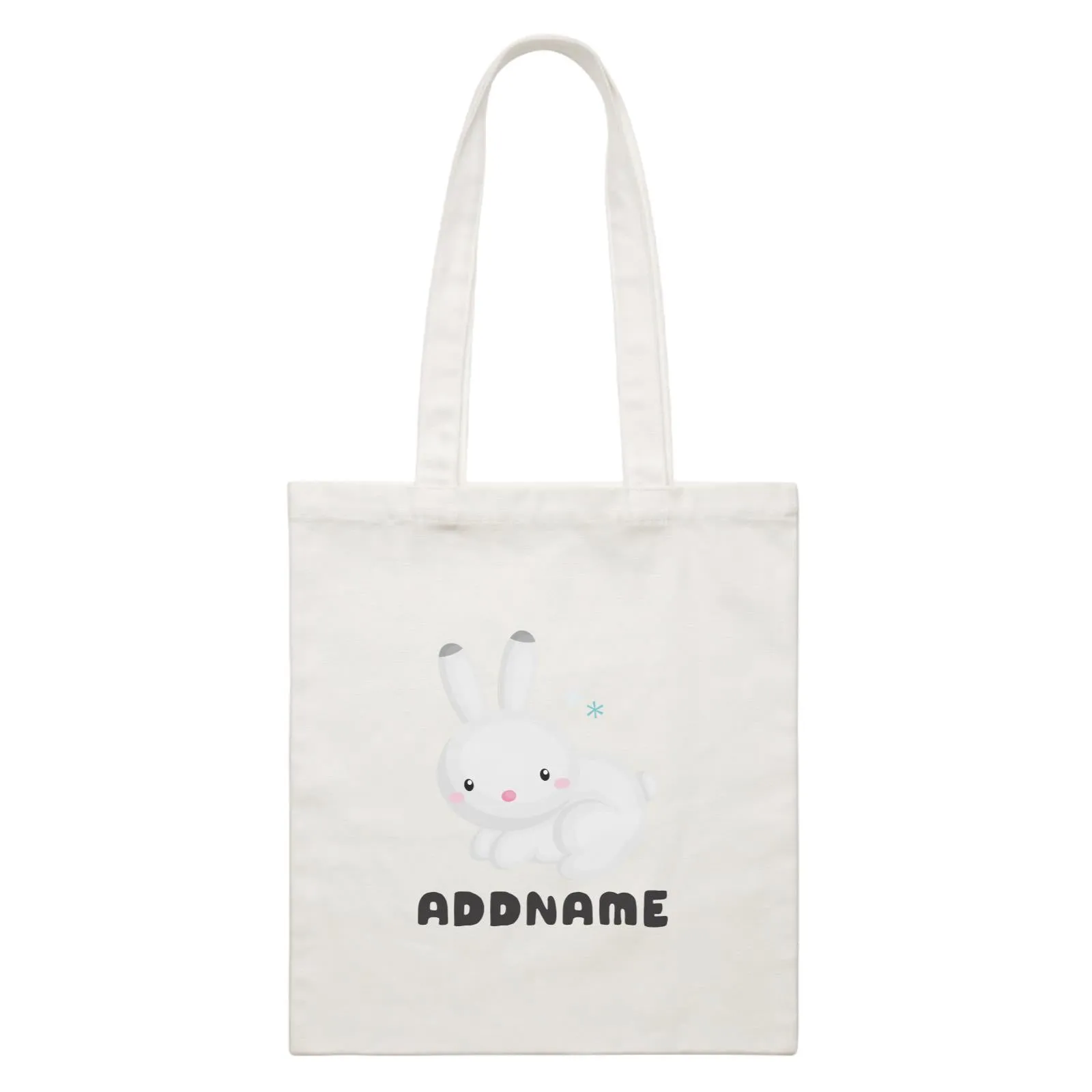 Birthday Winter Animals Snow Rabbit Addname White Canvas Bag