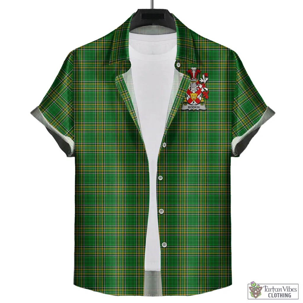 Bodkin Irish Clan Tartan Short Sleeve Button Up with Coat of Arms