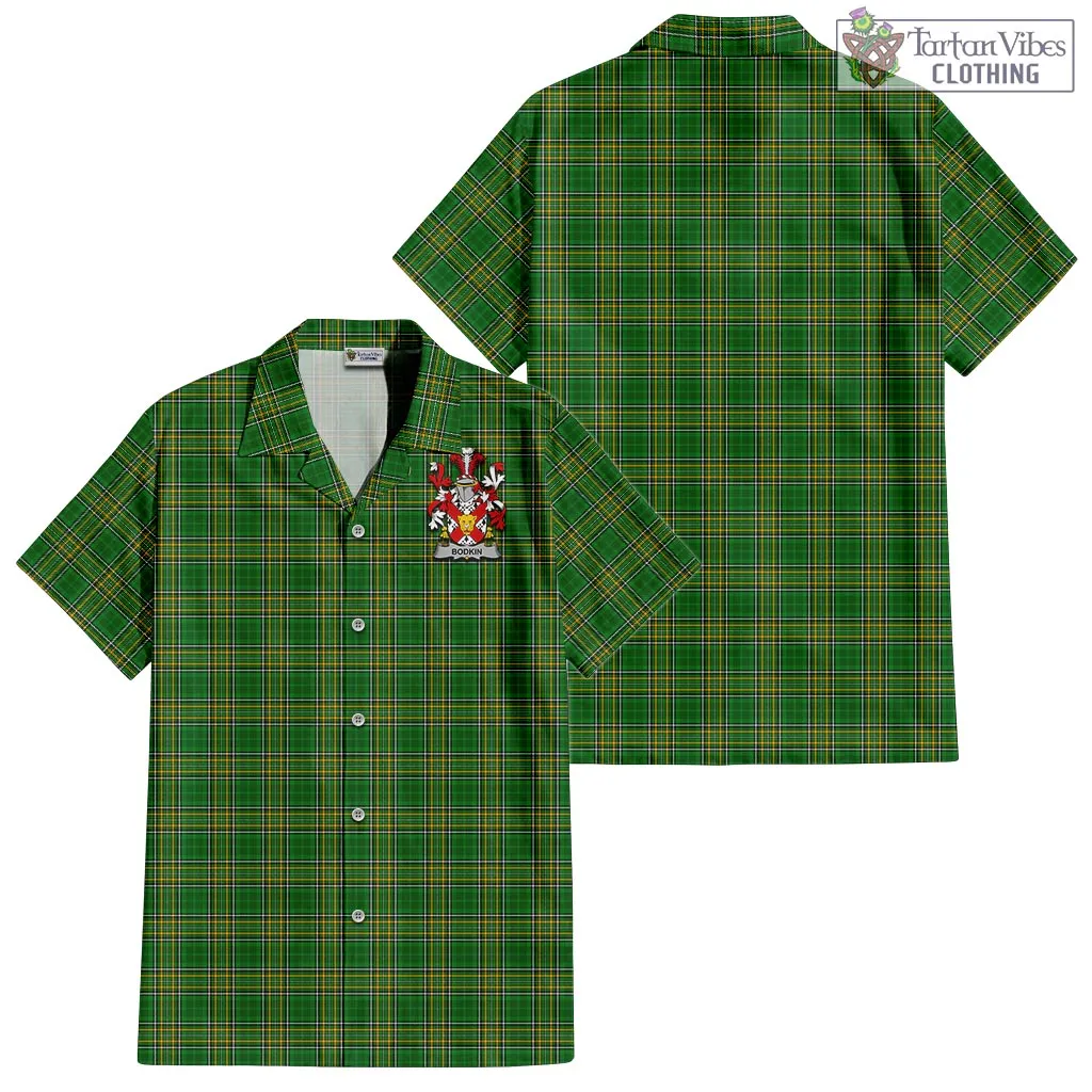 Bodkin Irish Clan Tartan Short Sleeve Button Up with Coat of Arms