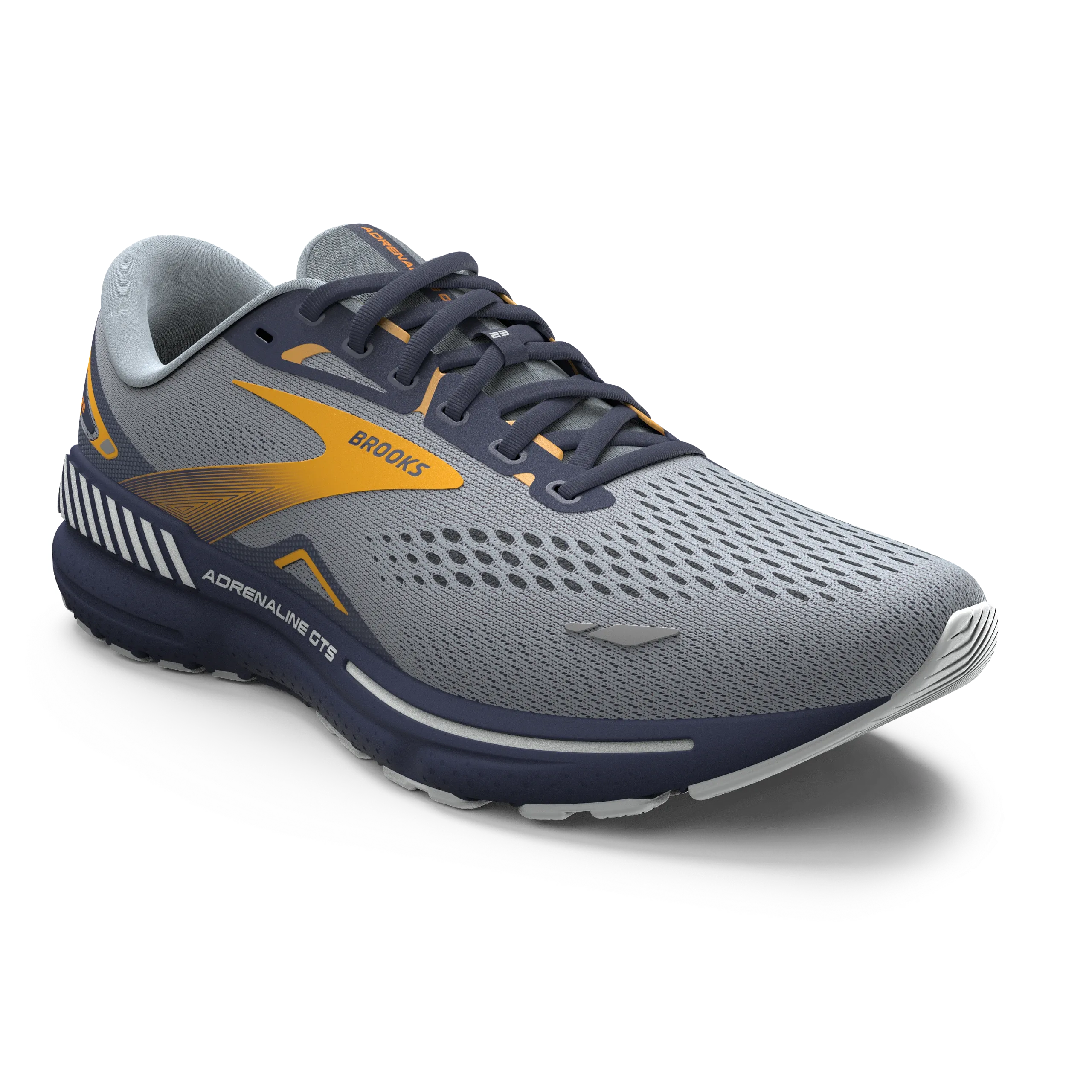 Brooks | Adrenaline GTS 23 | Men's | Grey/Crown Blue/Orange