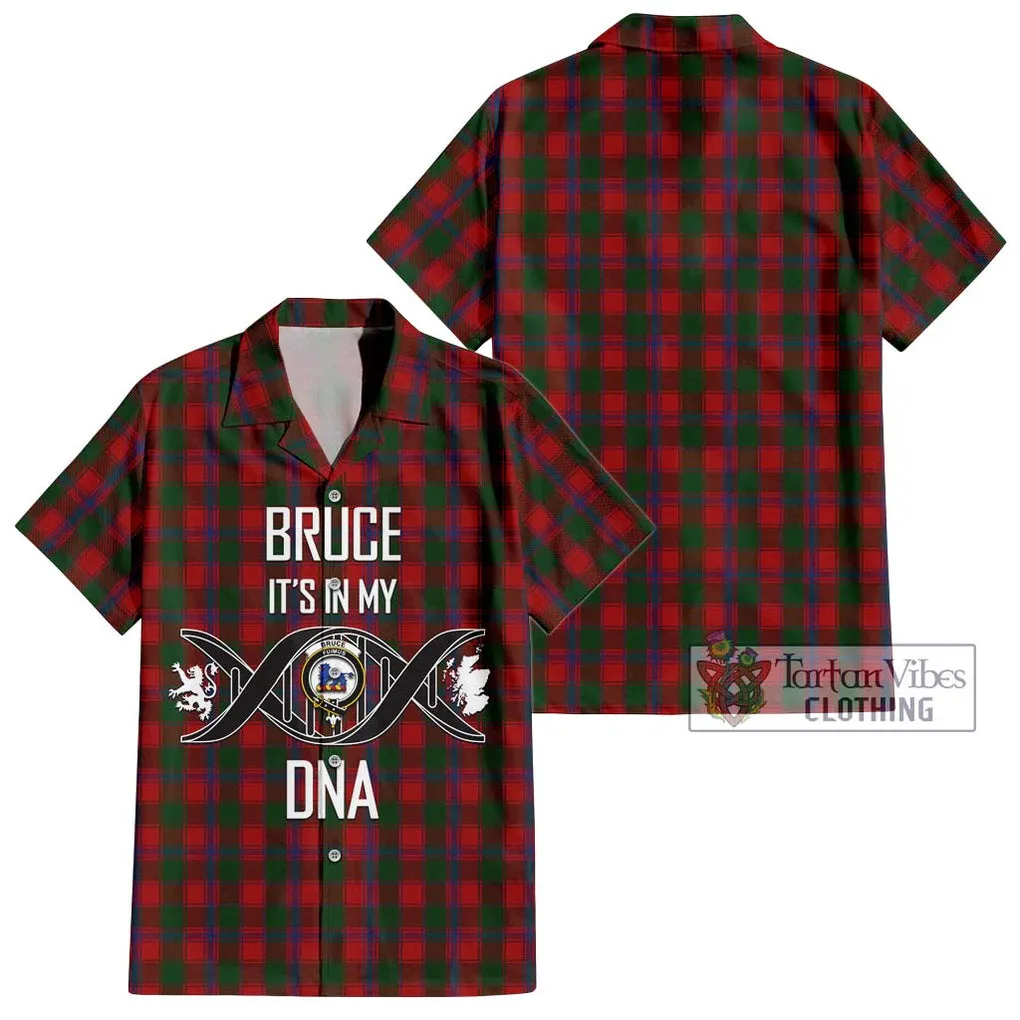 Bruce Old Tartan Short Sleeve Button Shirt with Family Crest DNA In Me Style