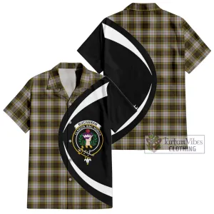 Buchanan Dress Tartan Short Sleeve Button Up with Family Crest Circle Style