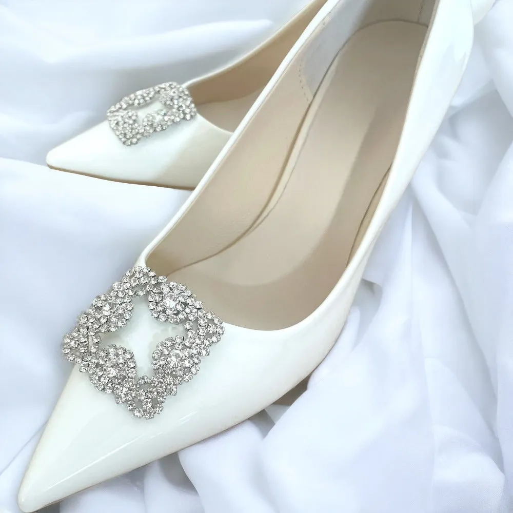 Classic Square  Sparkly Rhinestone Bridal Shoe Decorative Clips