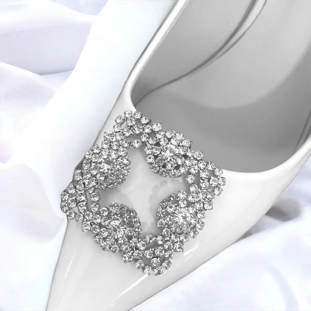 Classic Square  Sparkly Rhinestone Bridal Shoe Decorative Clips