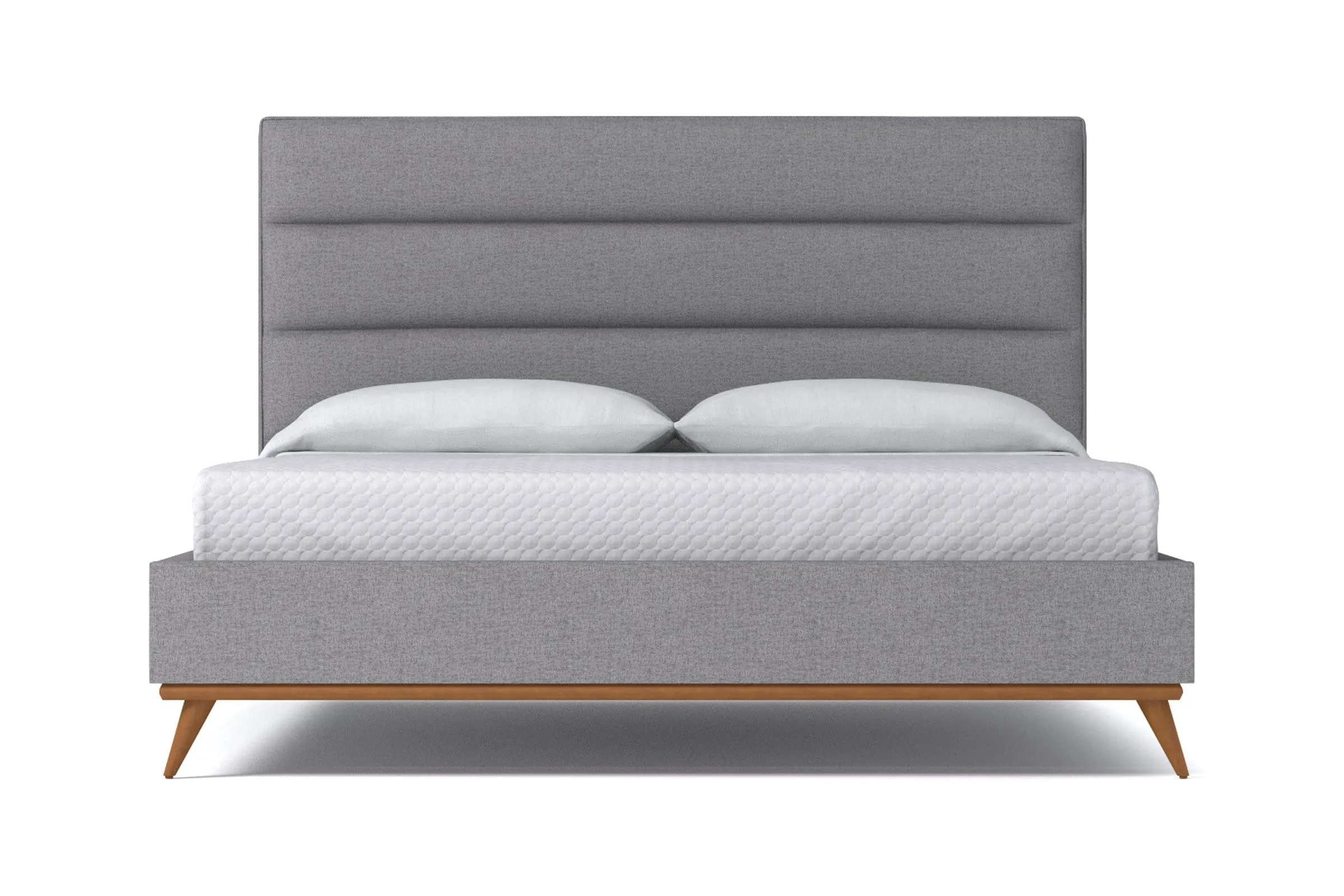 Cooper Upholstered Platform Bed :: Leg Finish: Pecan / Size: Full Size