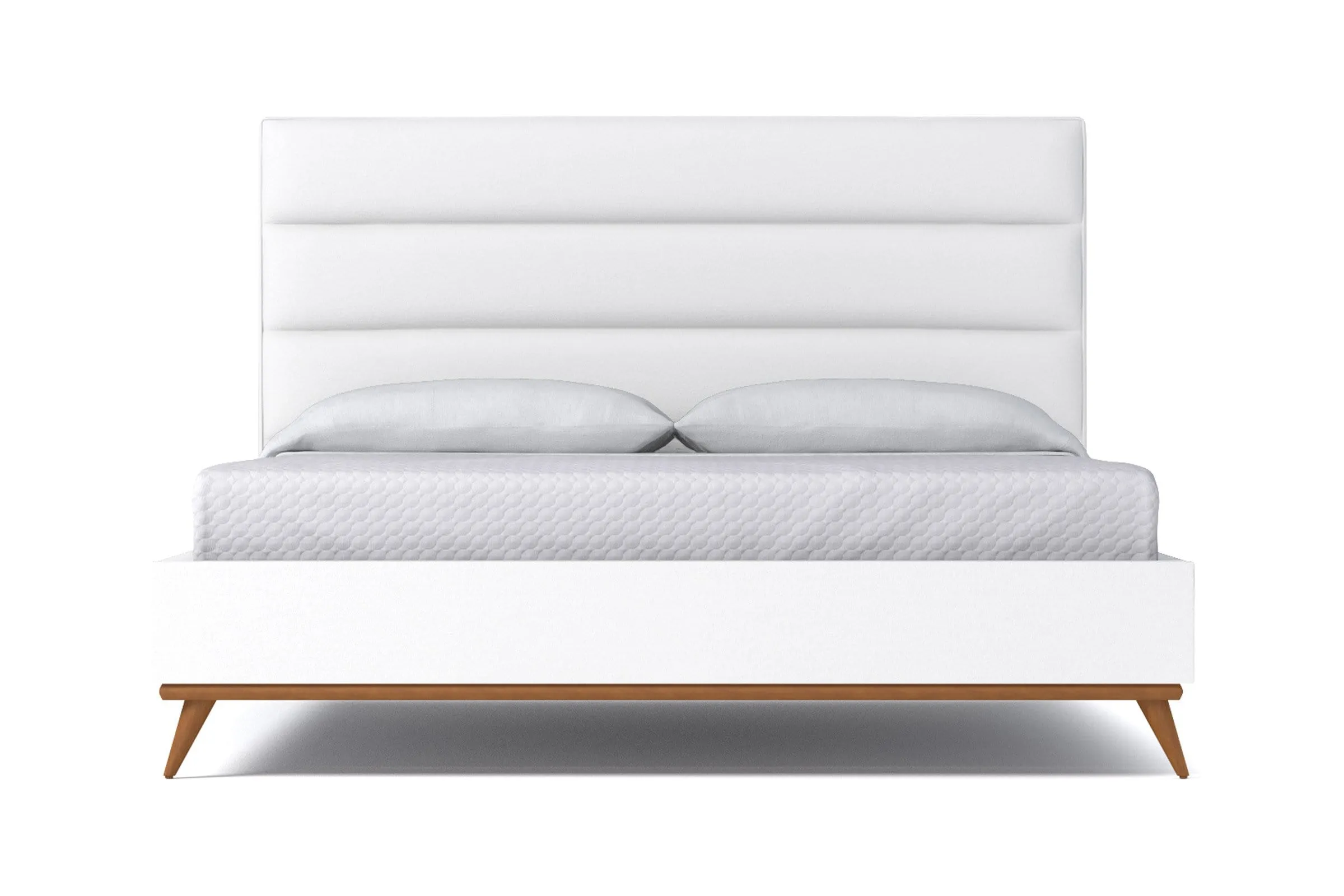 Cooper Upholstered Platform Bed :: Leg Finish: Pecan / Size: Full Size