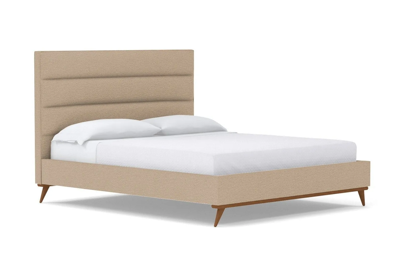 Cooper Upholstered Platform Bed :: Leg Finish: Pecan / Size: Full Size