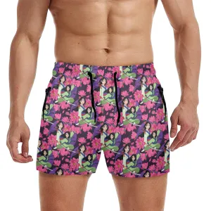 Disney Mulan Blooming Flowers Men's Quick Dry Athletic Shorts