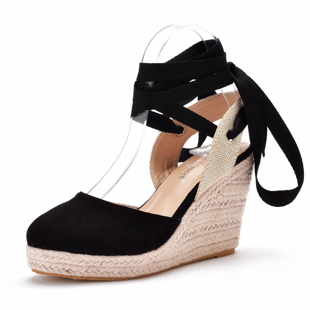 Elegant Bohemian Round Toe Platform Espadrille Wedge Heels