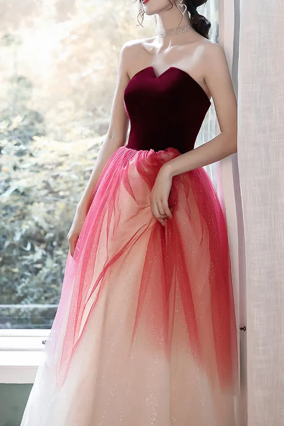 Elegant Strapless Multi-Colored Long Prom Dress UQP0030