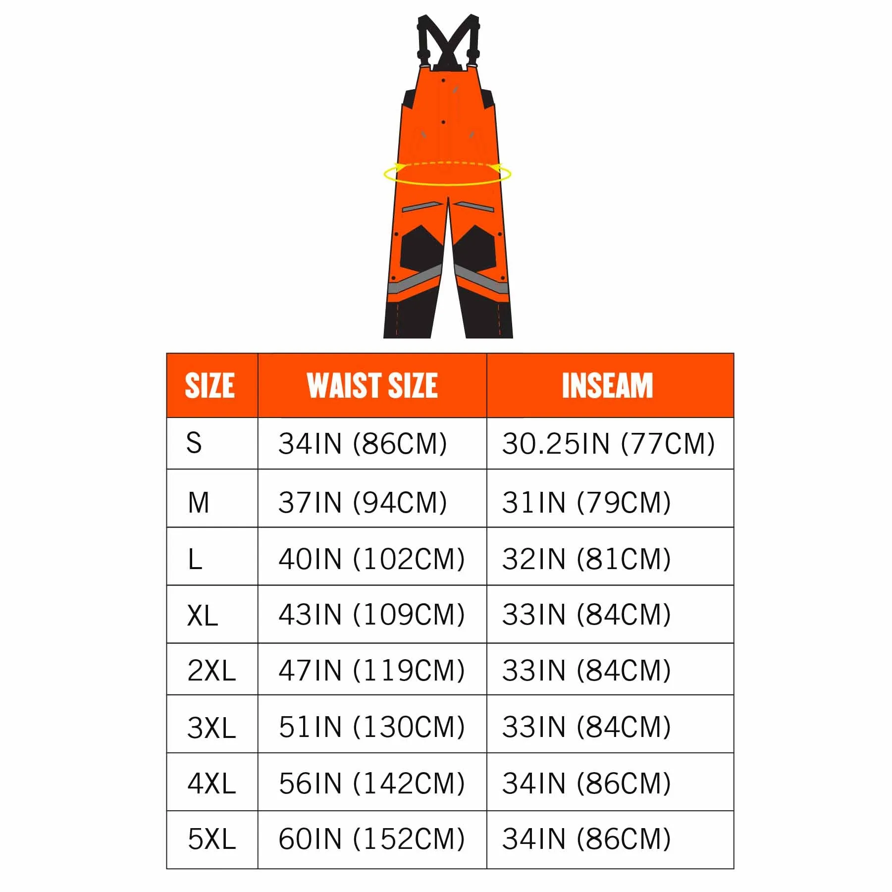 Ergodyne 25636 8928 2XL Orange Class E Hi-Vis Insulated Bibs