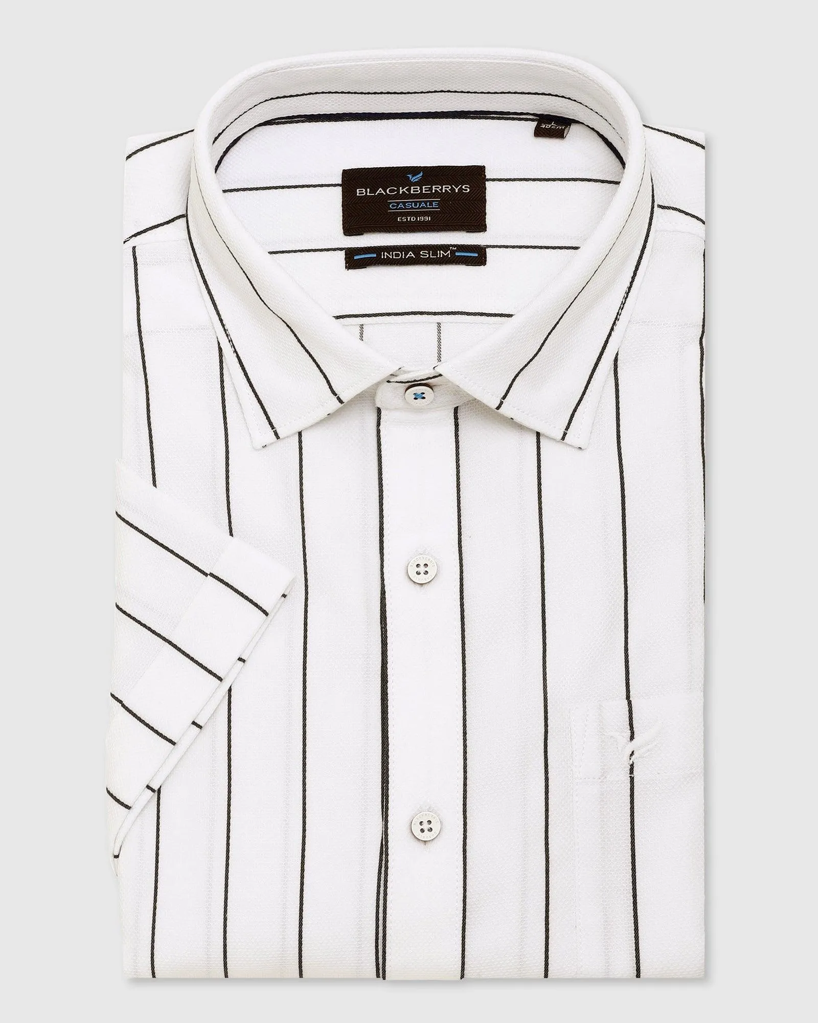 Formal Half Sleeve White Striped Shirt - Fabien